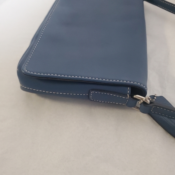 Coach "Demi" Blue Leather Crossbody Handbag - Picture 4 of 11